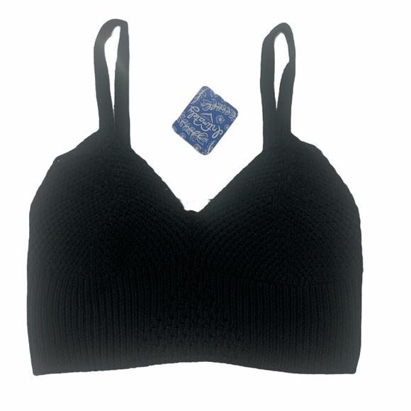 NWT Free People S You Wanna Brami Black crochet - Picture 3 of 8
